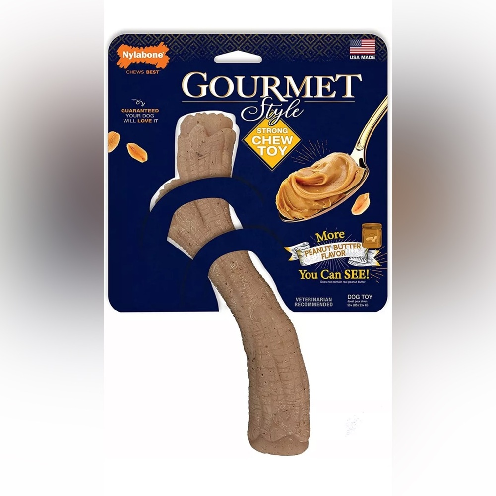 Nylabone Gourmet Style Strong Chew Stick Dog Toy Peanut Butter Flavor Medium